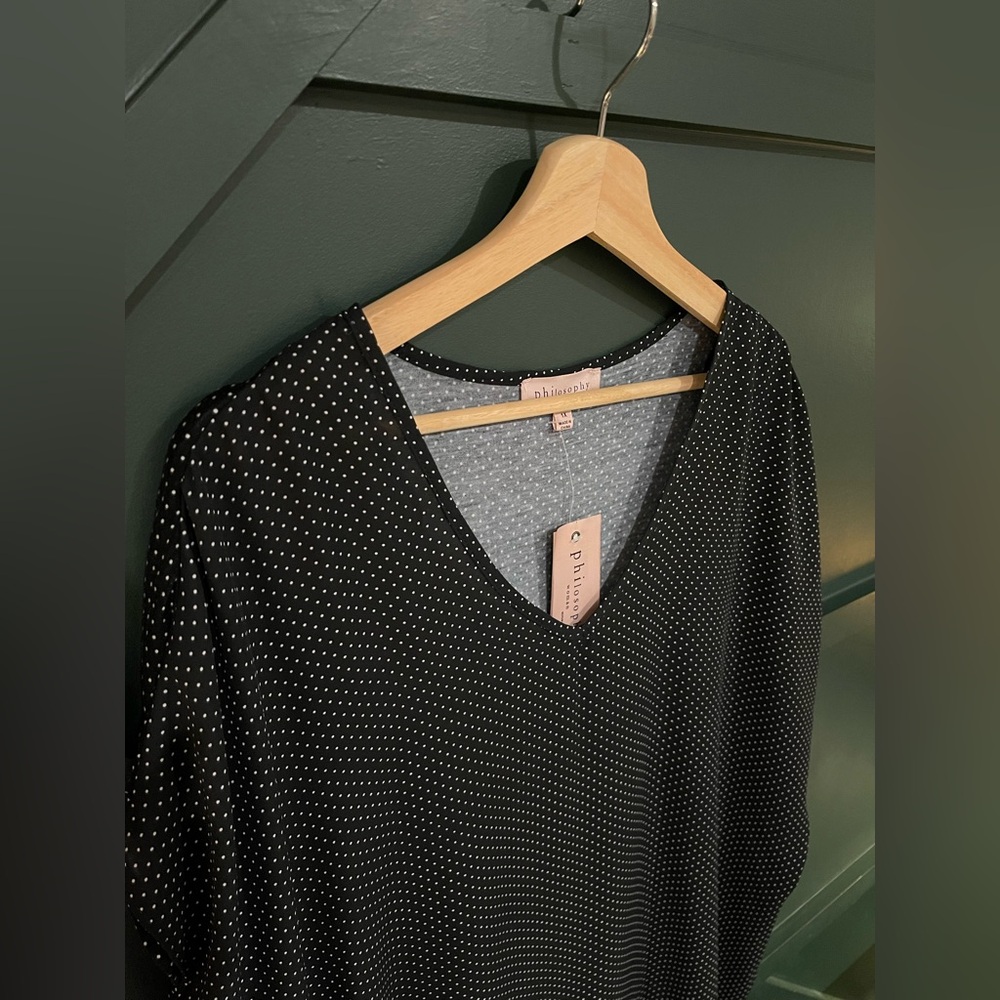 Philosophy Black Polka Dot Blouse
